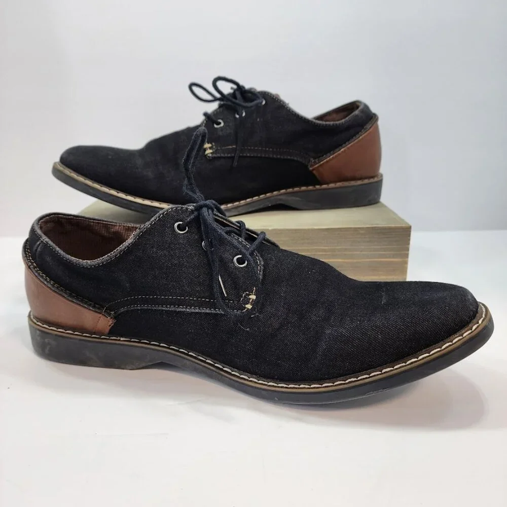 Born Denim and Leather Lace Up Oxford Derby Men's Size 12‎
